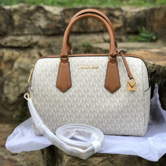 MICHAEL Michael Kors Handbags - Michael Kors Hayes Vanilla Acorn Large Duffle Bag